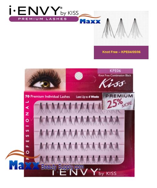 4 Package - Kiss i Envy Individual Eyelashes - KPE06 - Knot Free Comb Black
